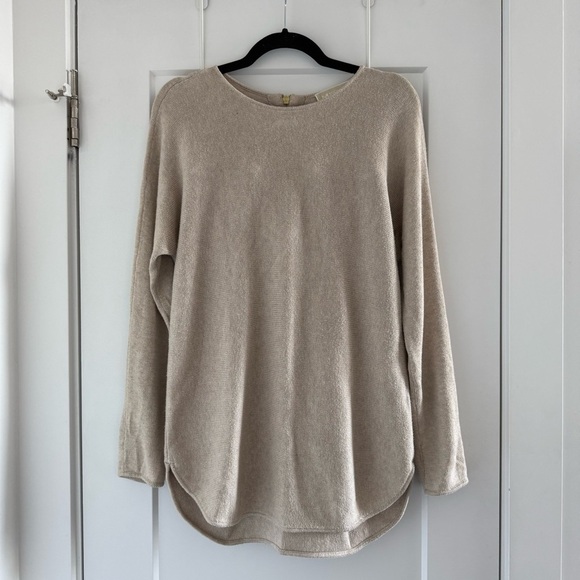 Michael Kors tan long crew neck cotton sweater - Small - Picture 1 of 3